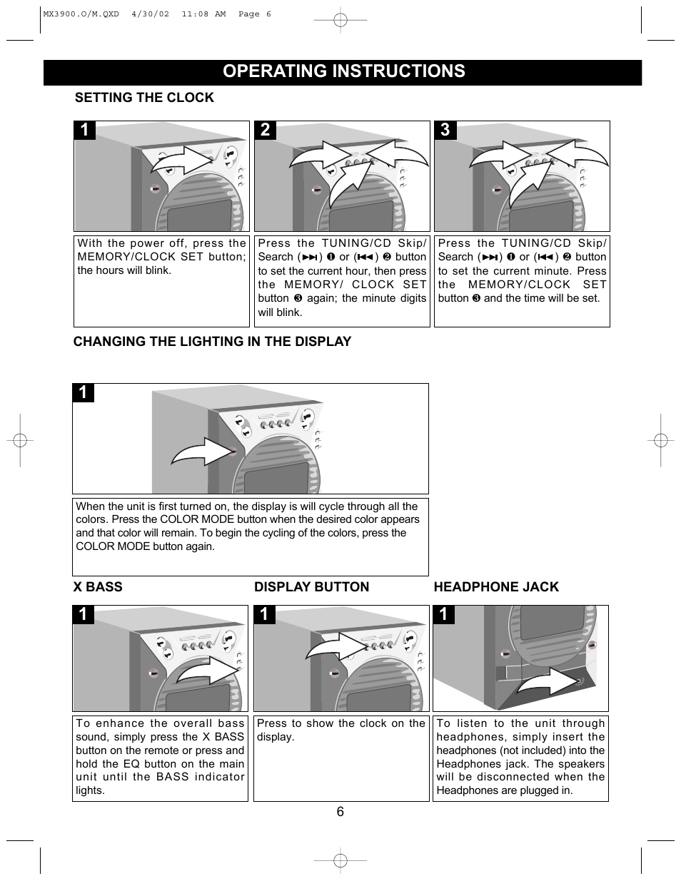 Operating instructions | Memorex MX3900 User Manual | Page 7 / 18