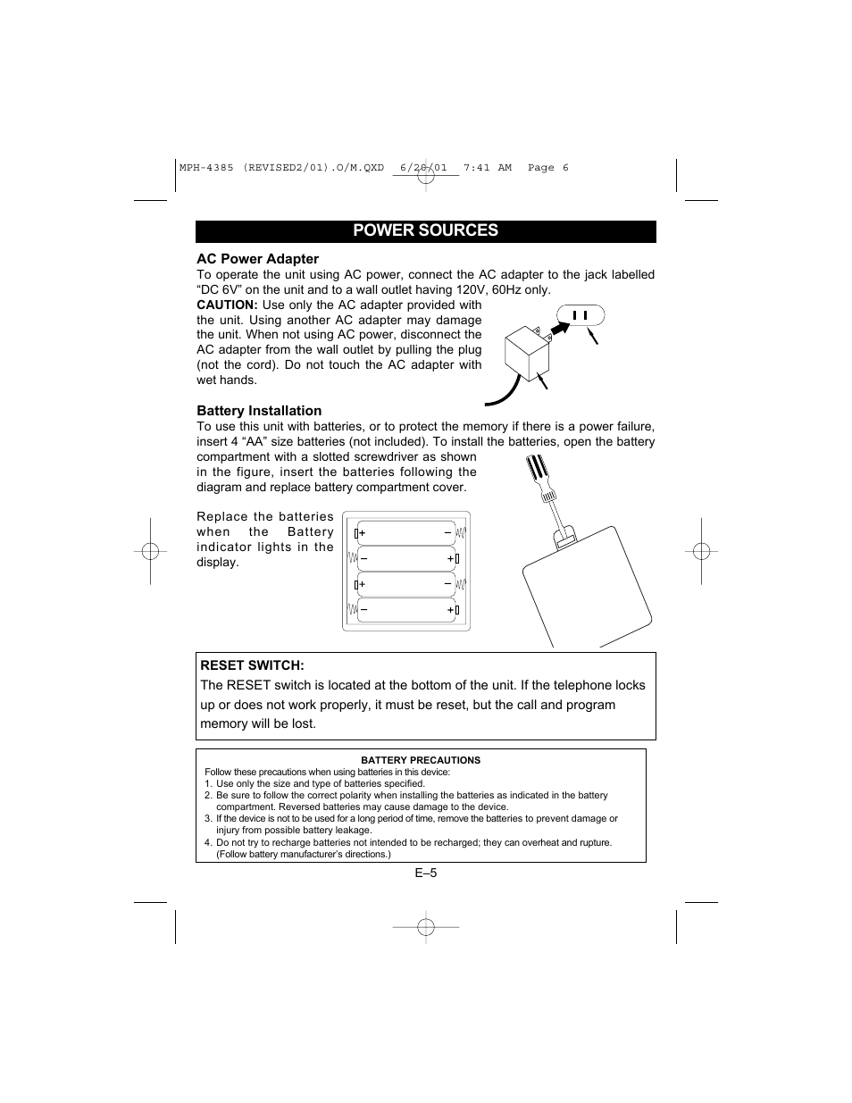 Power sources | Memorex MPH4385 User Manual | Page 7 / 18