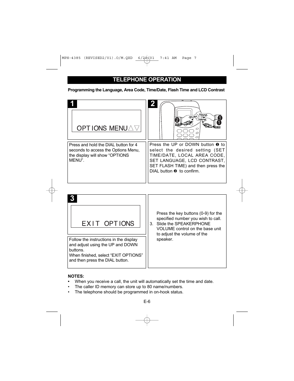 Opt i menu ons, Opt ions ex i t | Memorex MPH4385 User Manual | Page 8 / 18