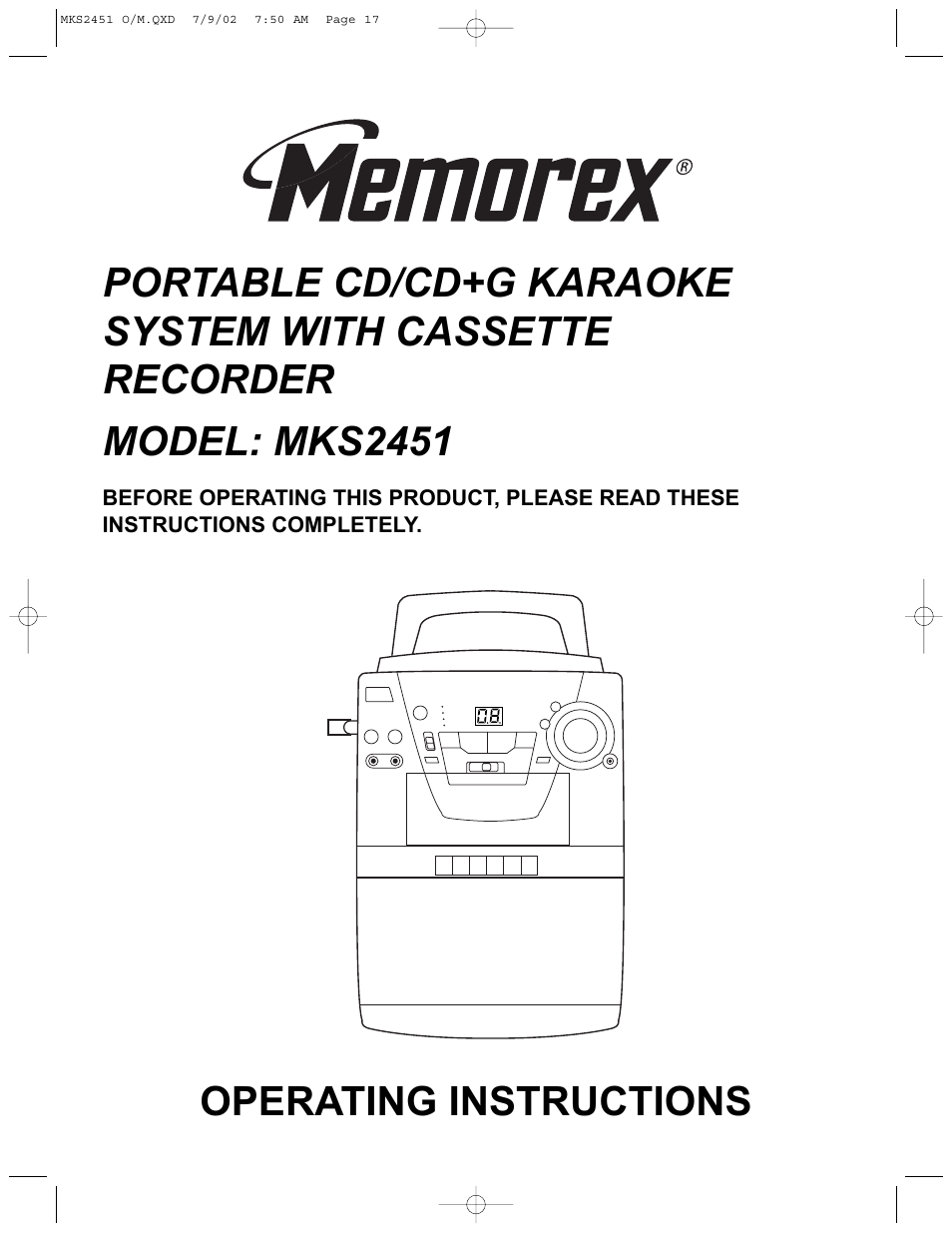 Memorex MKS2451 User Manual | 17 pages