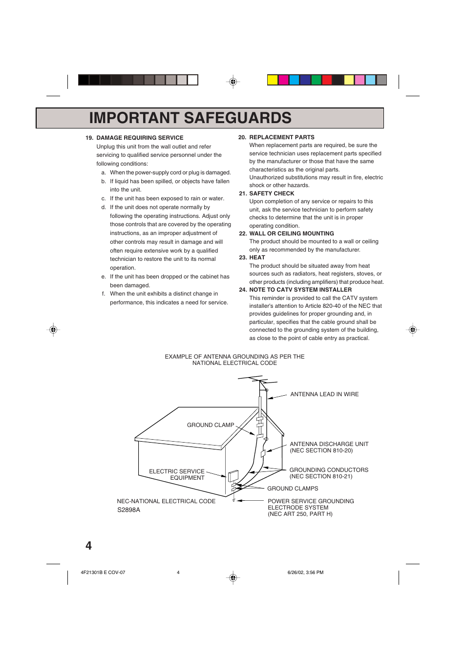 Important safeguards | Memorex MVR4051/MVR4052 User Manual | Page 4 / 28