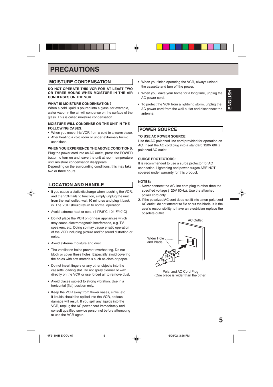 Precautions | Memorex MVR4051/MVR4052 User Manual | Page 5 / 28