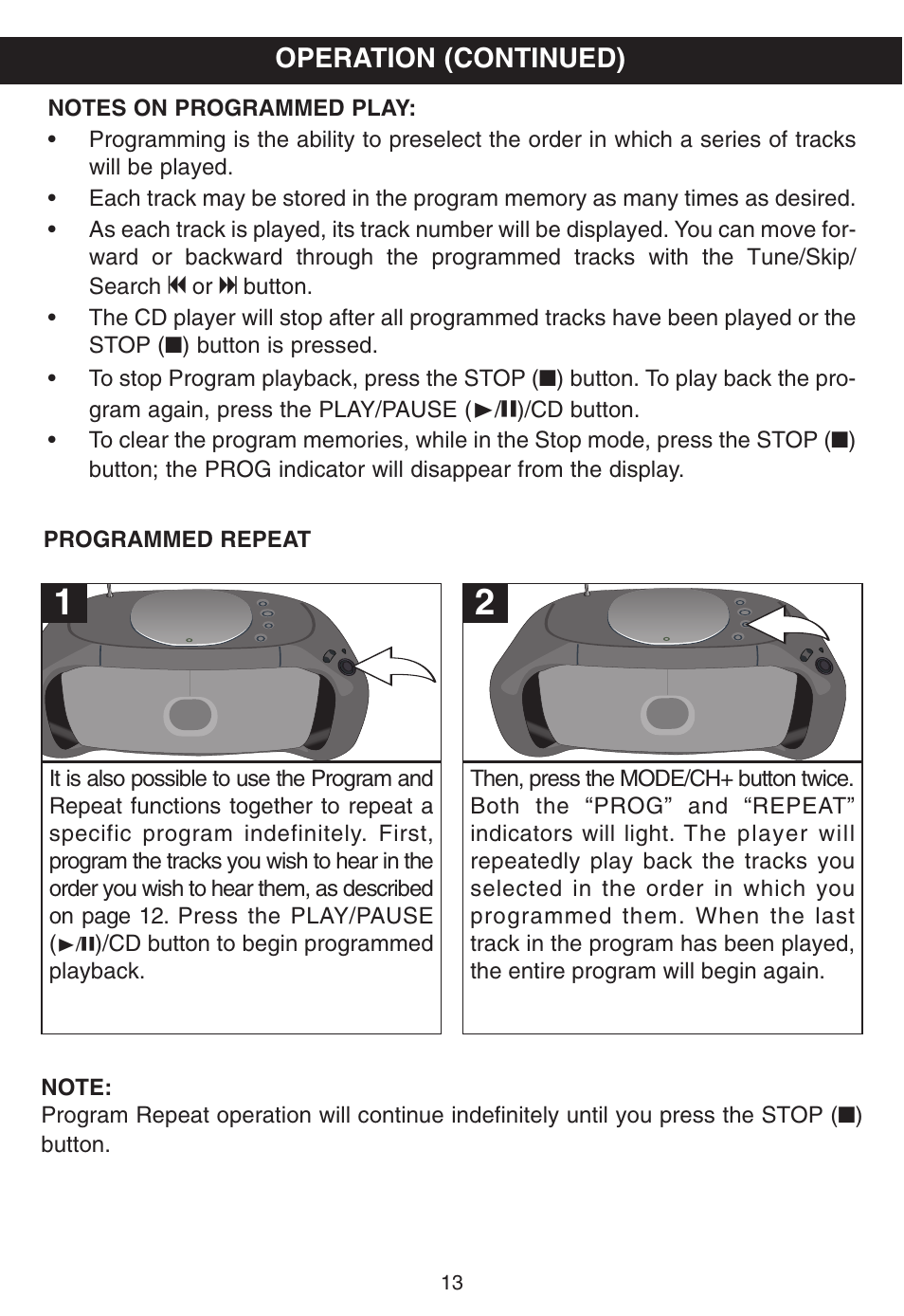 Operation (continued) | Memorex MP8800 User Manual | Page 14 / 19