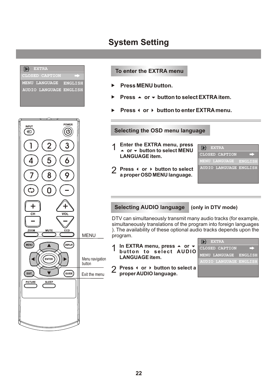 页面 24, System setting | Memorex mt2026D User Manual | Page 24 / 71