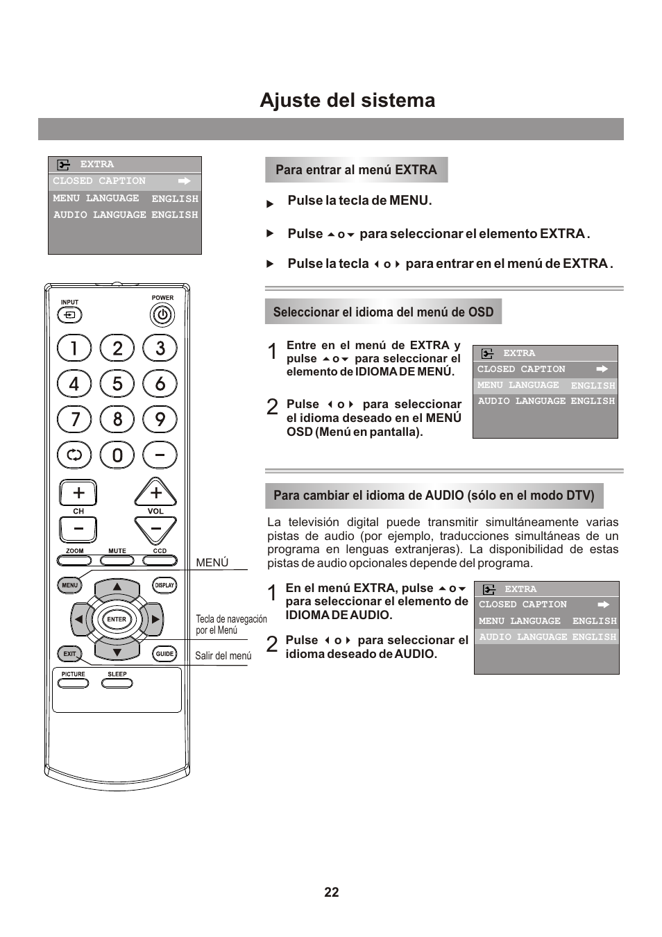 页面 23, Ajuste del sistema | Memorex mt2026D User Manual | Page 58 / 71