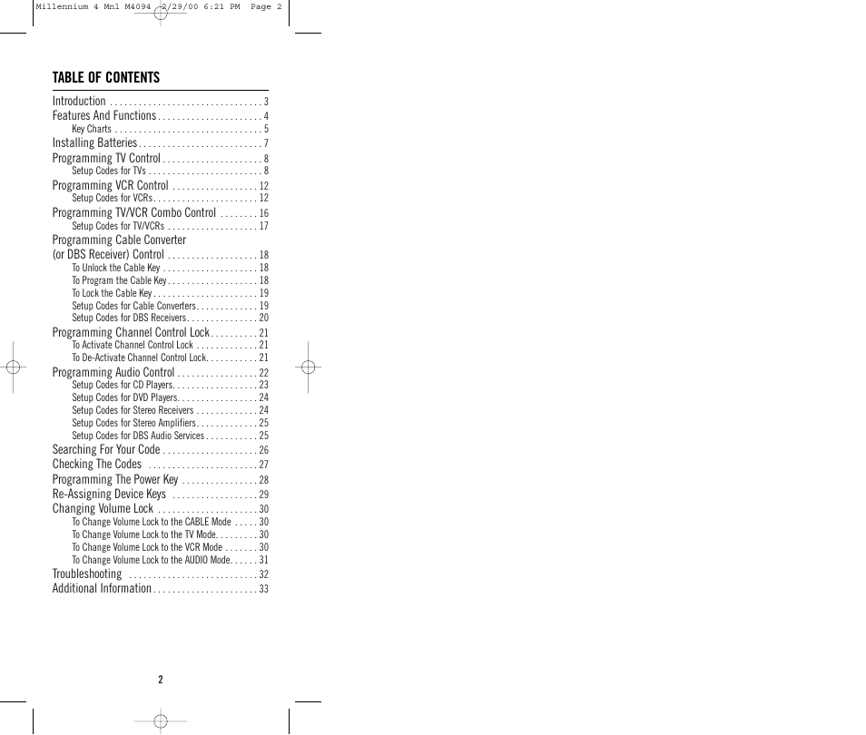 Memorex MILLENNIUM 4 User Manual | Page 2 / 36