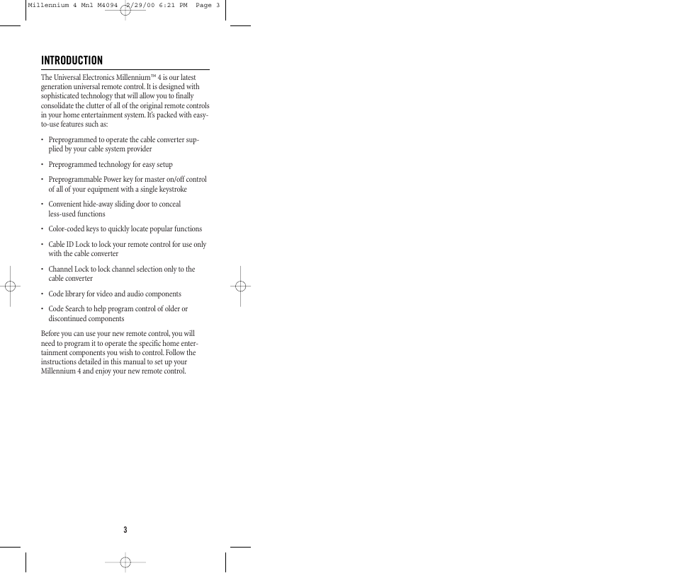 Introduction | Memorex MILLENNIUM 4 User Manual | Page 3 / 36
