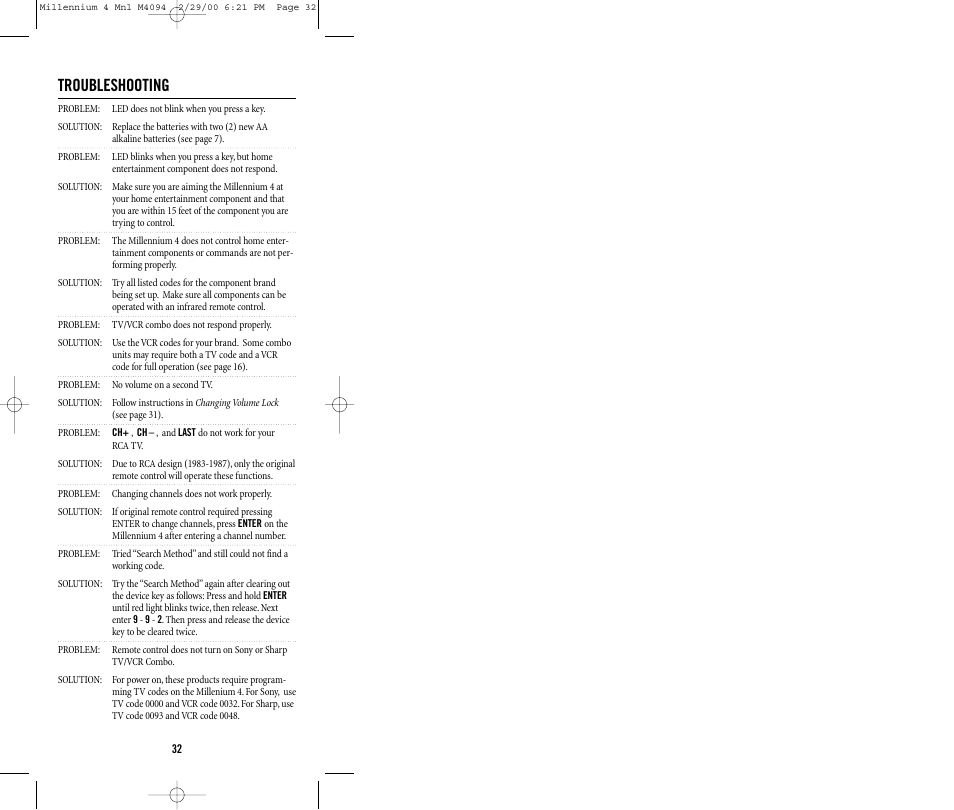 Troubleshooting | Memorex MILLENNIUM 4 User Manual | Page 32 / 36