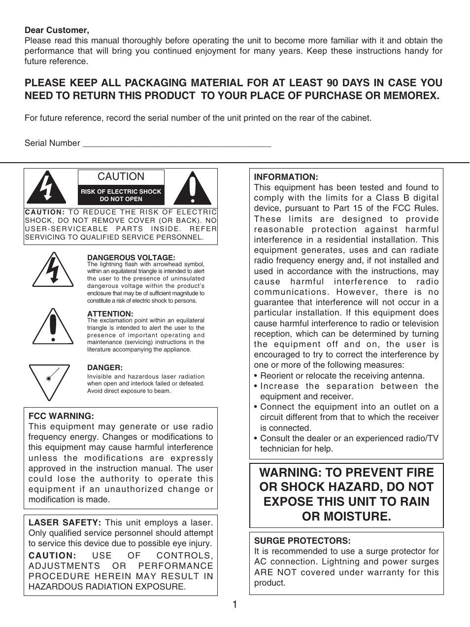Caution | Memorex MKS2114 User Manual | Page 2 / 18
