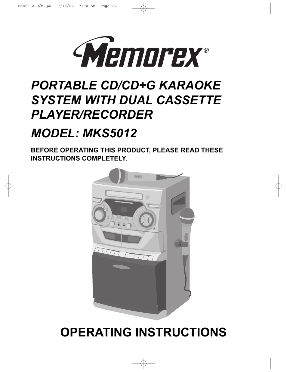 Memorex MKS5012 User Manual | 22 pages