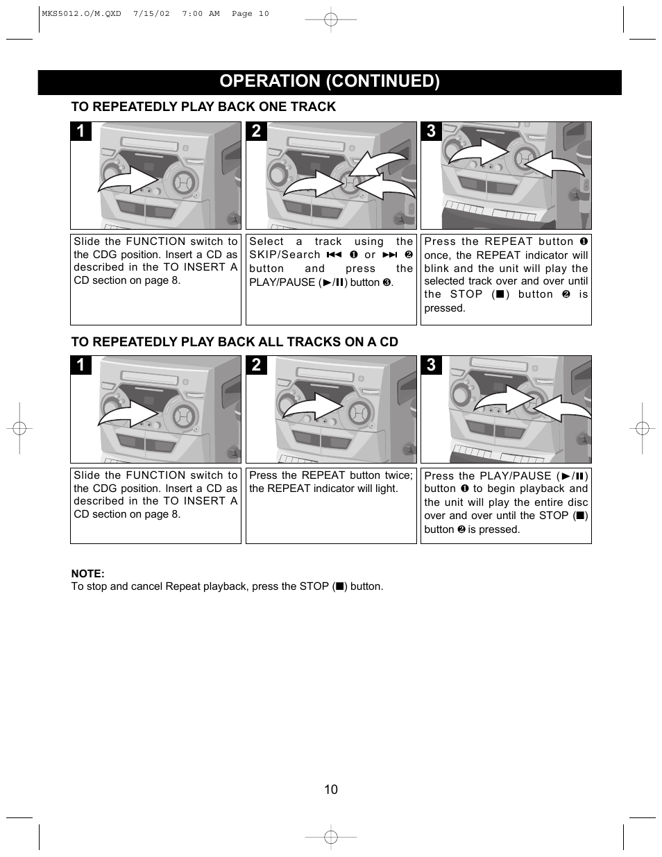 Operation (continued) | Memorex MKS5012 User Manual | Page 11 / 22