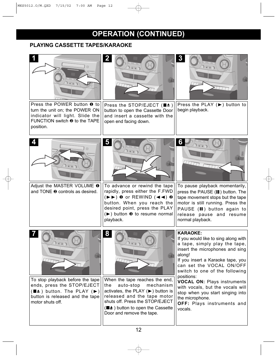 Operation (continued) | Memorex MKS5012 User Manual | Page 13 / 22