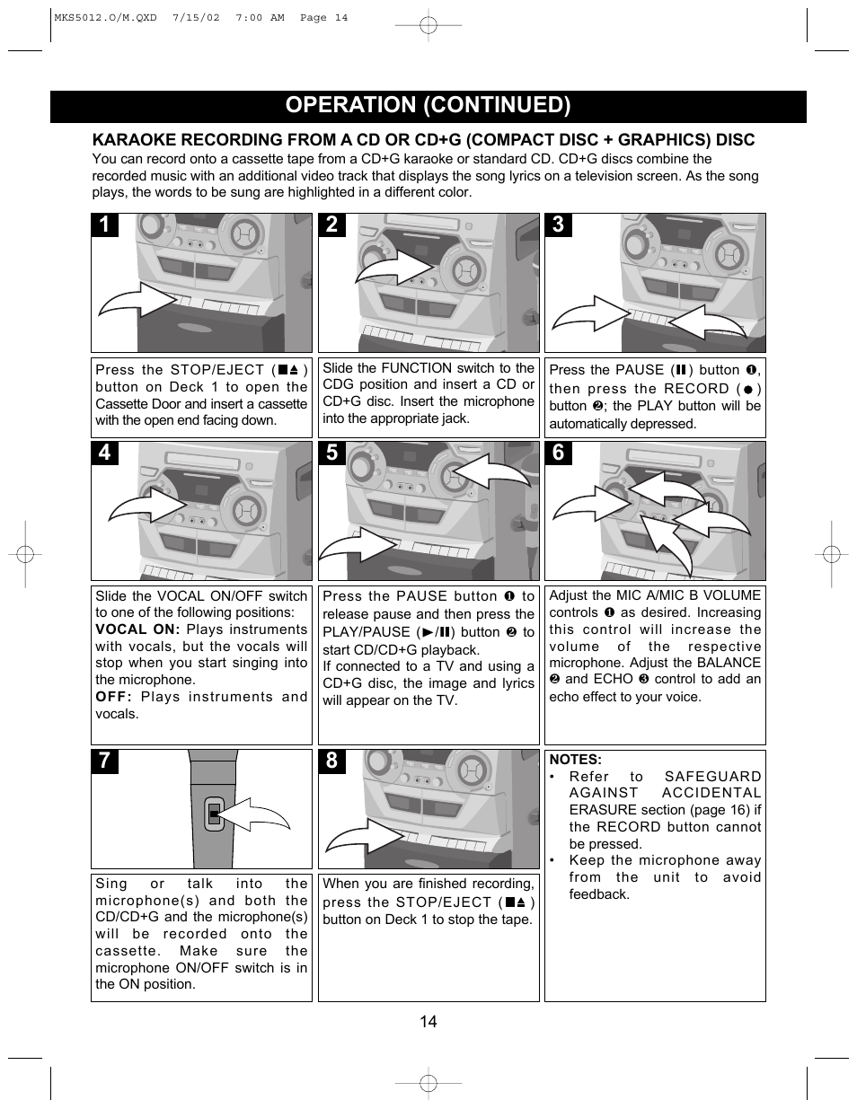 5operation (continued) | Memorex MKS5012 User Manual | Page 15 / 22