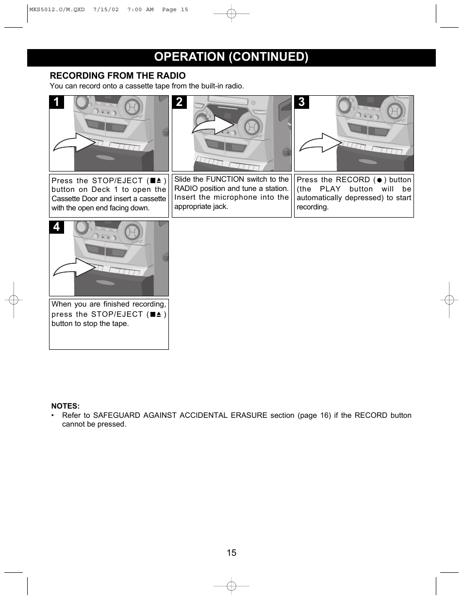 4operation (continued) | Memorex MKS5012 User Manual | Page 16 / 22