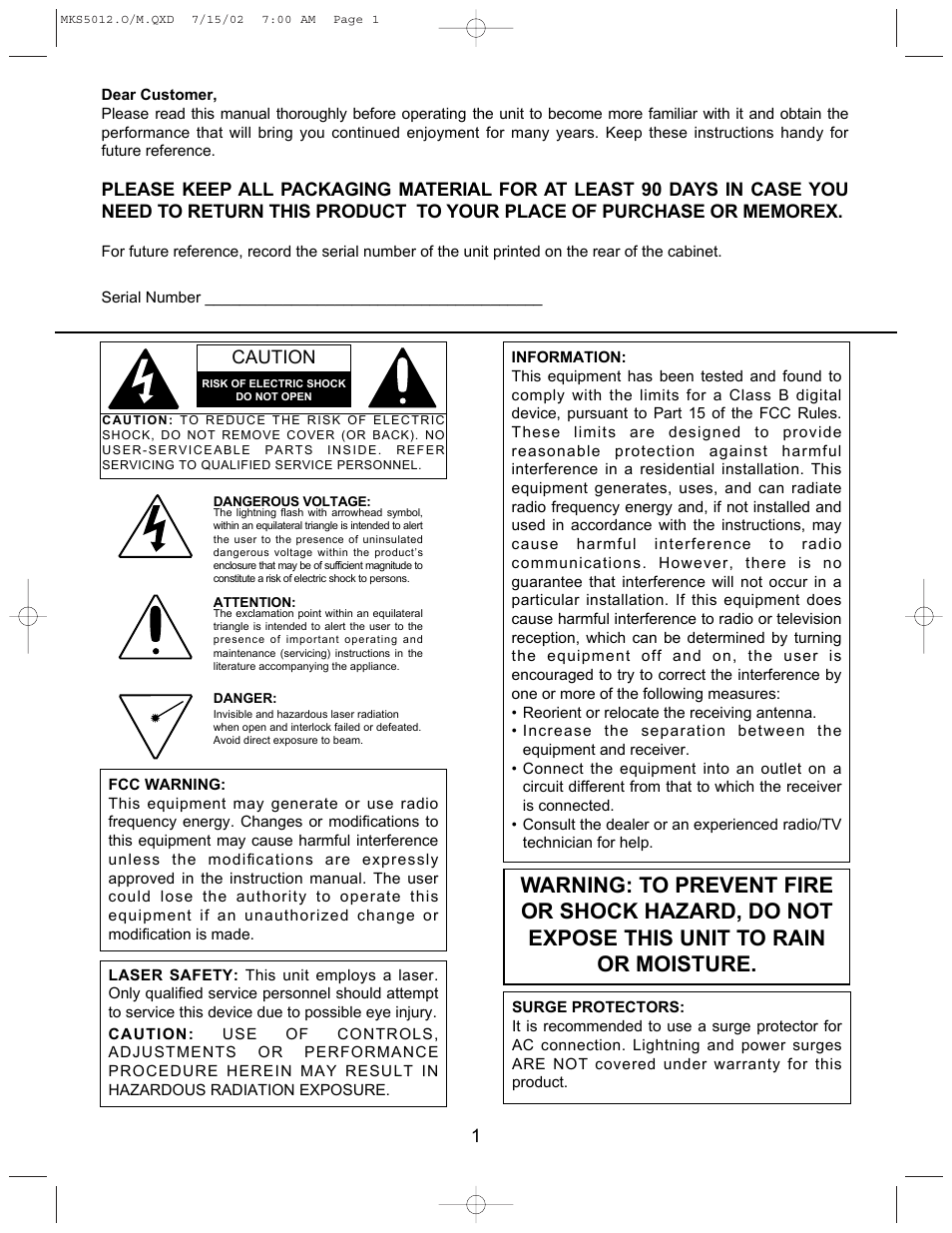 Memorex MKS5012 User Manual | Page 2 / 22