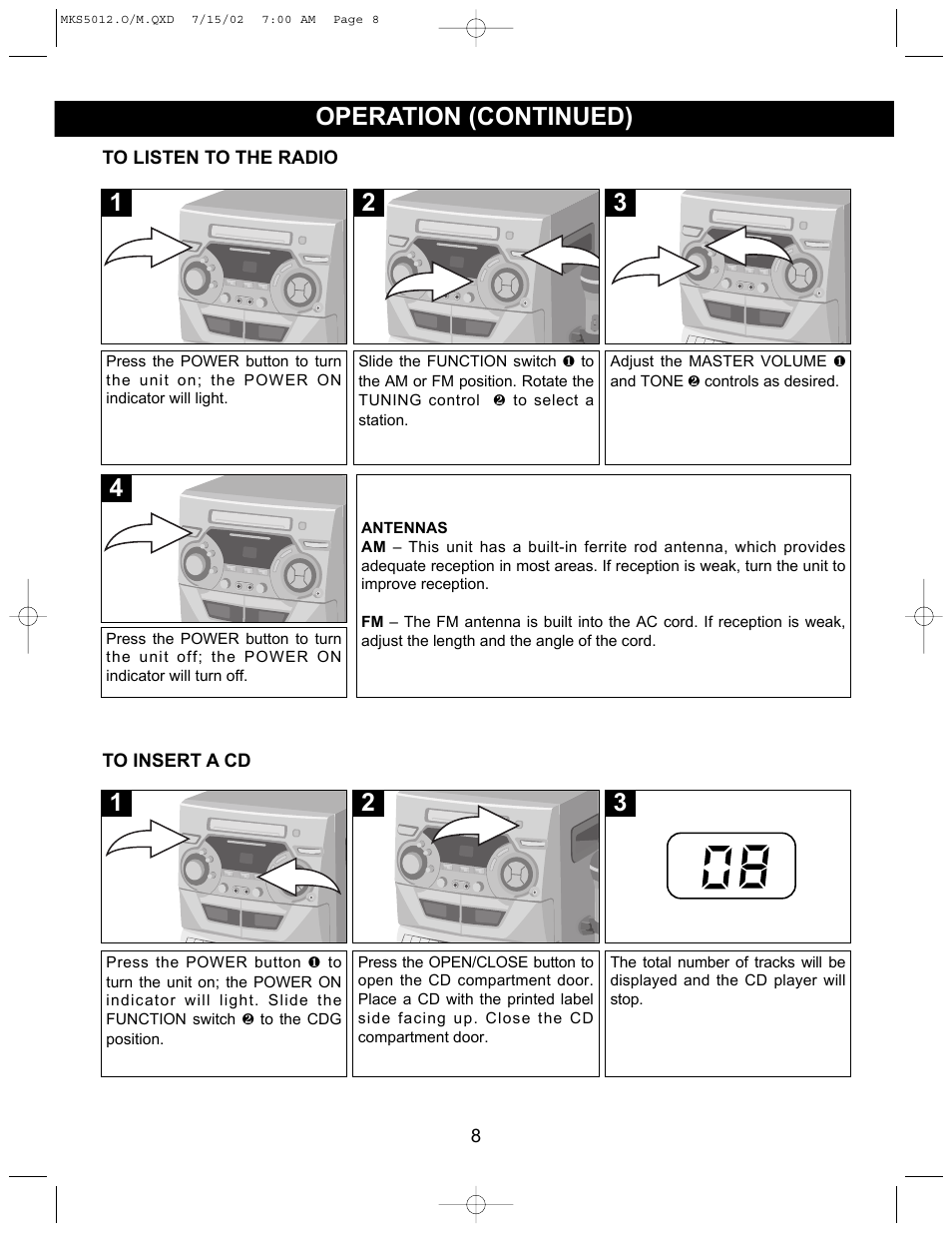 Operation (continued) | Memorex MKS5012 User Manual | Page 9 / 22