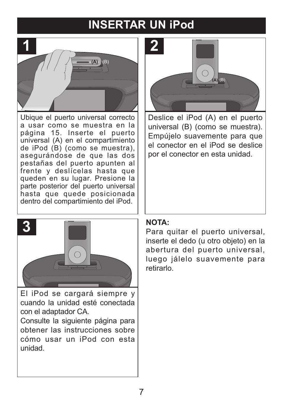 Insertar un ipod | Memorex M12001 User Manual | Page 28 / 42