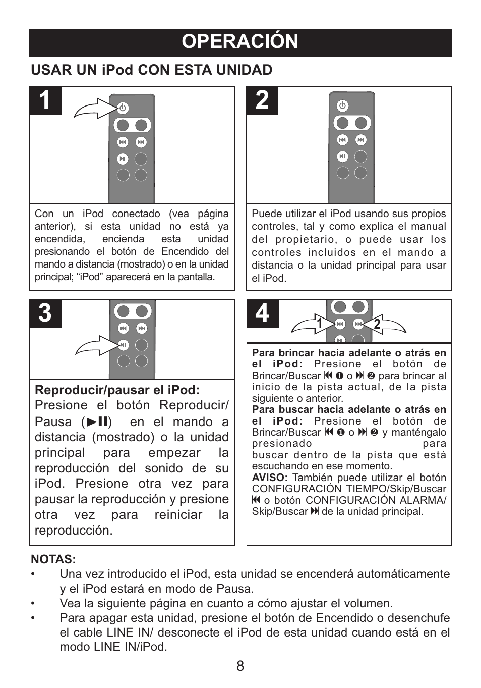 Operación, Usar un ipod con esta unidad | Memorex M12001 User Manual | Page 29 / 42