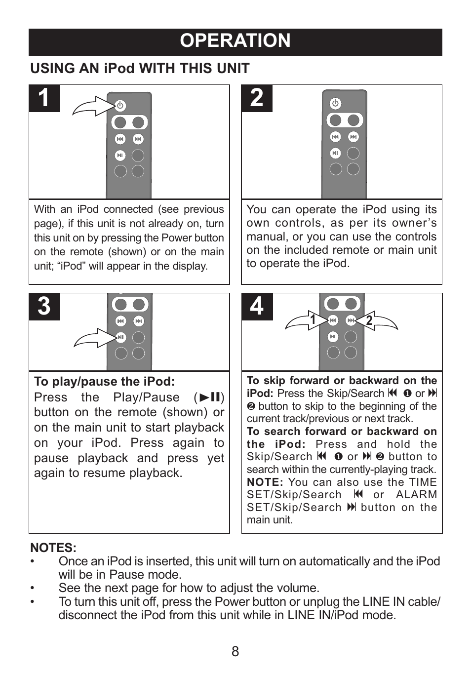 Operation | Memorex M12001 User Manual | Page 9 / 42
