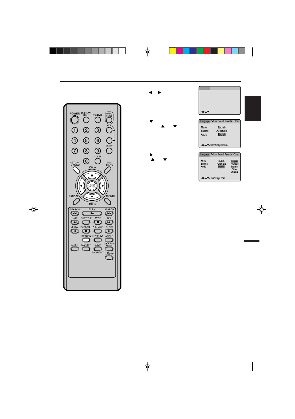 Setting audio soundtrack language, English | Memorex MVD2113 User Manual | Page 43 / 104