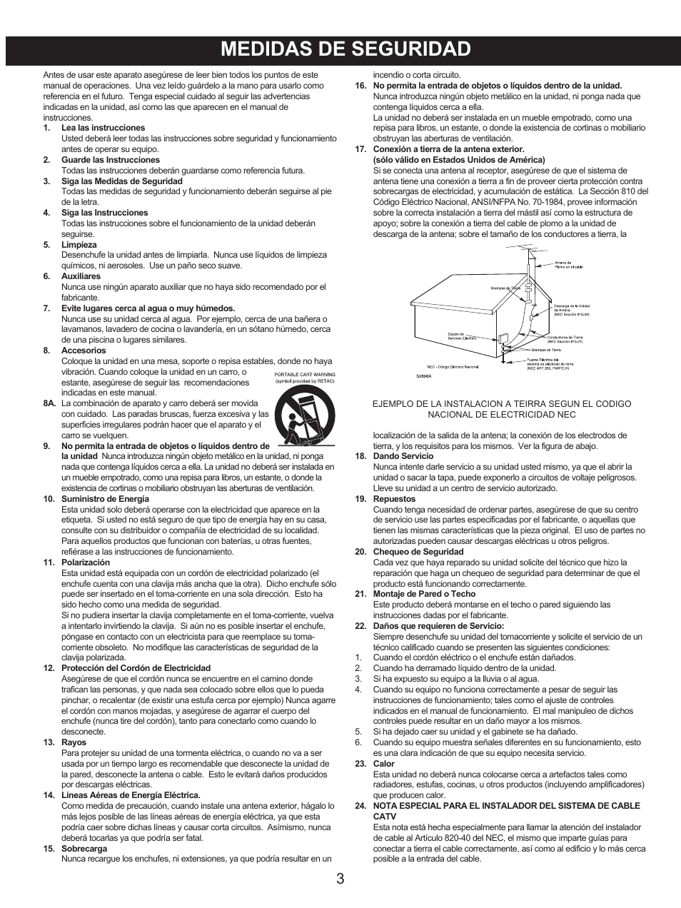 Medidas de seguridad | Memorex MKS2116 User Manual | Page 20 / 34