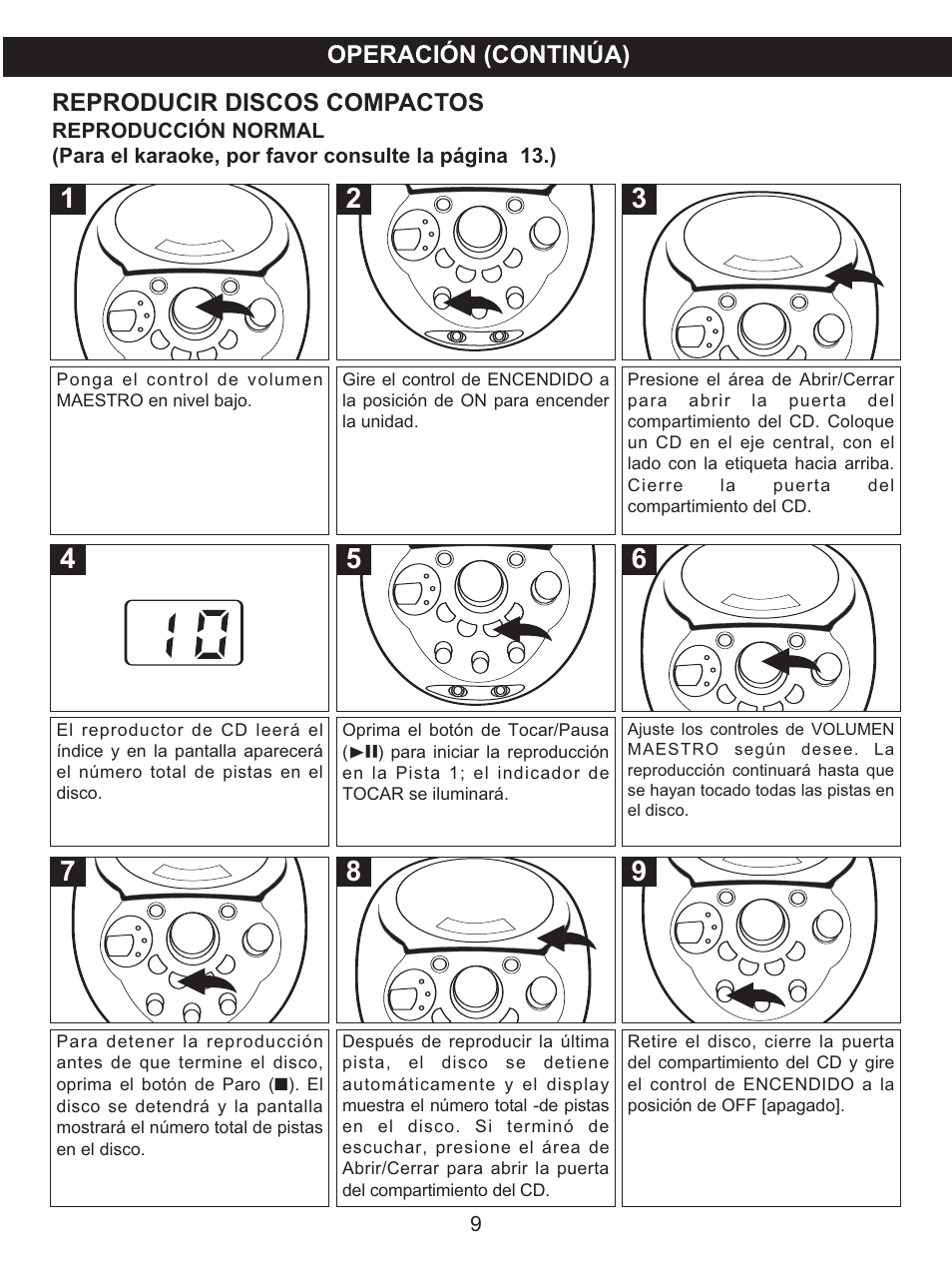 Reproducir discos compactos, Operación (continúa) | Memorex MKS2116 User Manual | Page 26 / 34