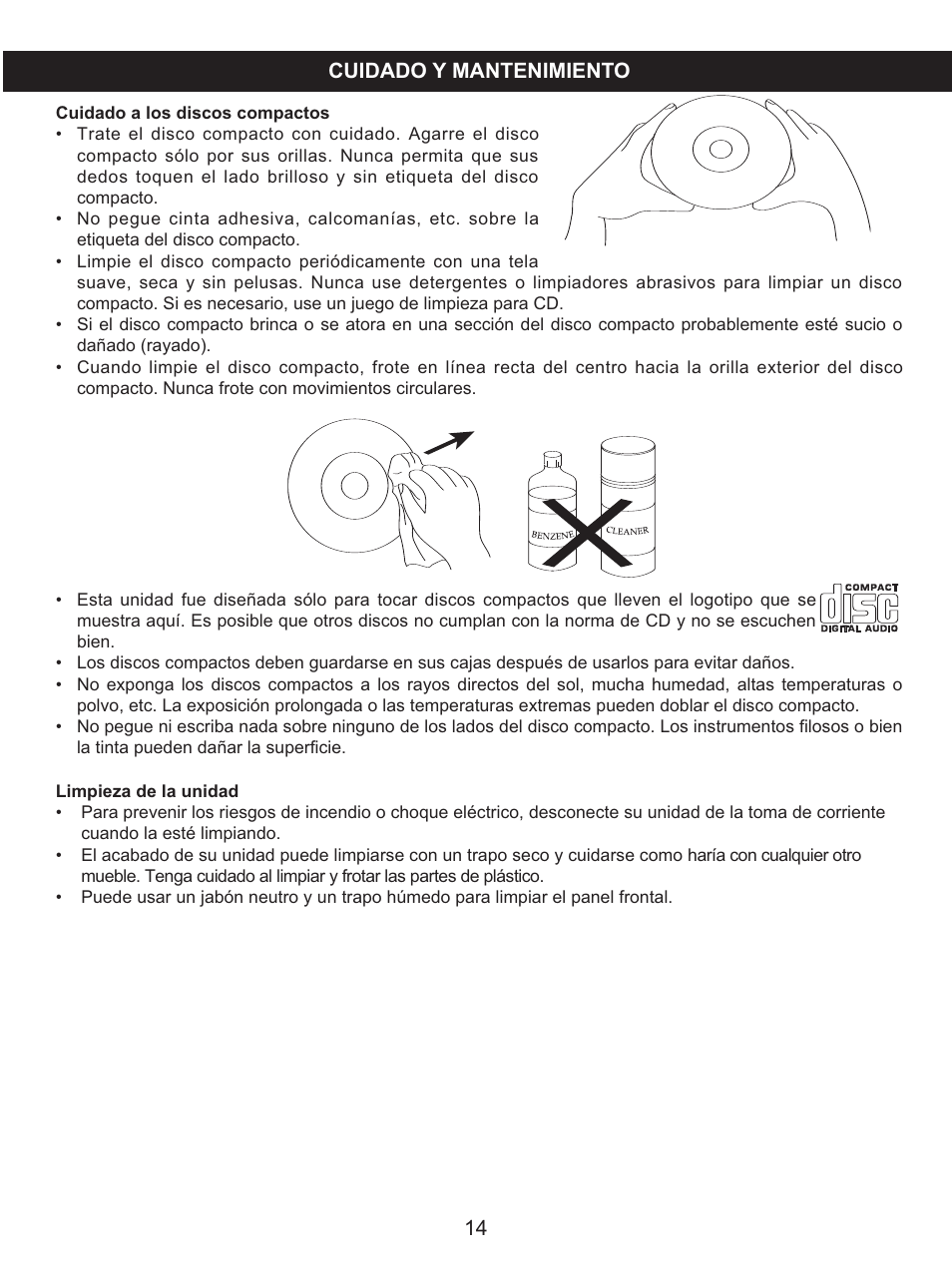 Cuidado y mantenimiento | Memorex MKS2116 User Manual | Page 31 / 34