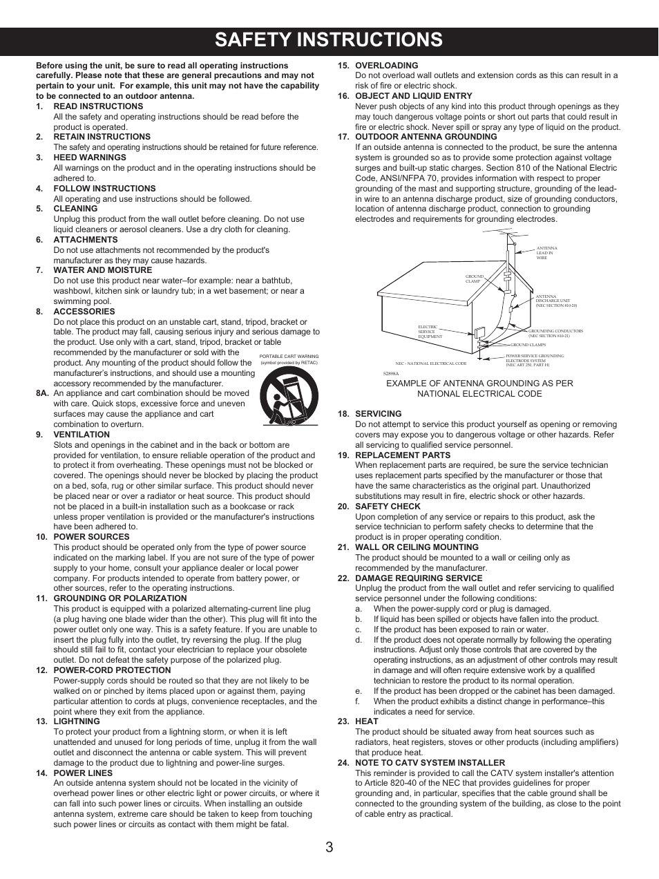 Safety instructions | Memorex MKS2116 User Manual | Page 4 / 34