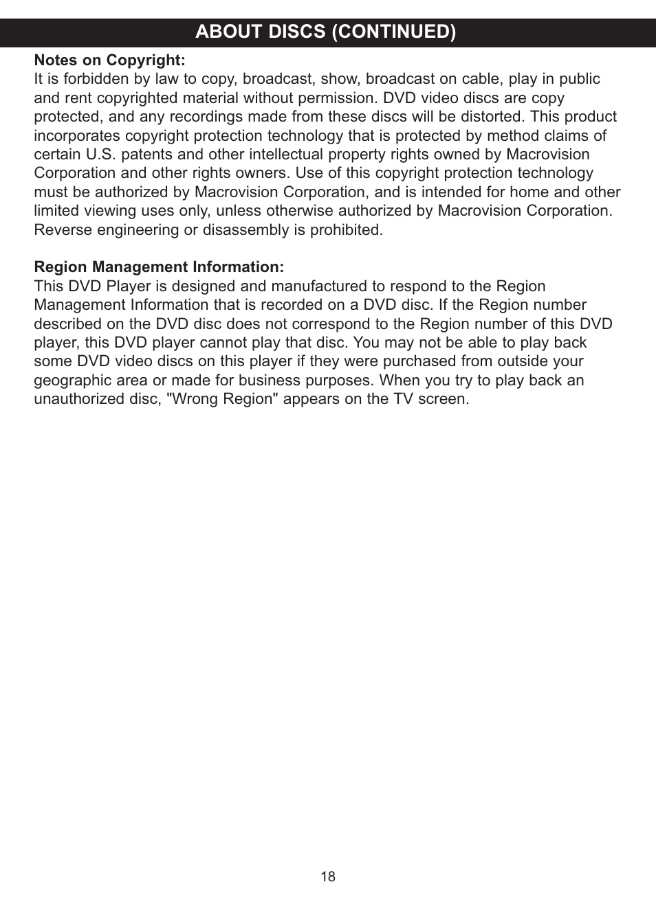 About discs (continued) | Memorex MVDP1101 User Manual | Page 19 / 44