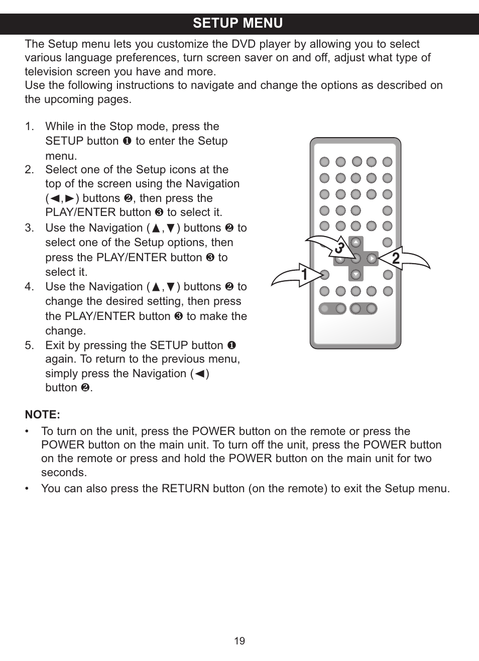 Setup menu | Memorex MVDP1101 User Manual | Page 20 / 44