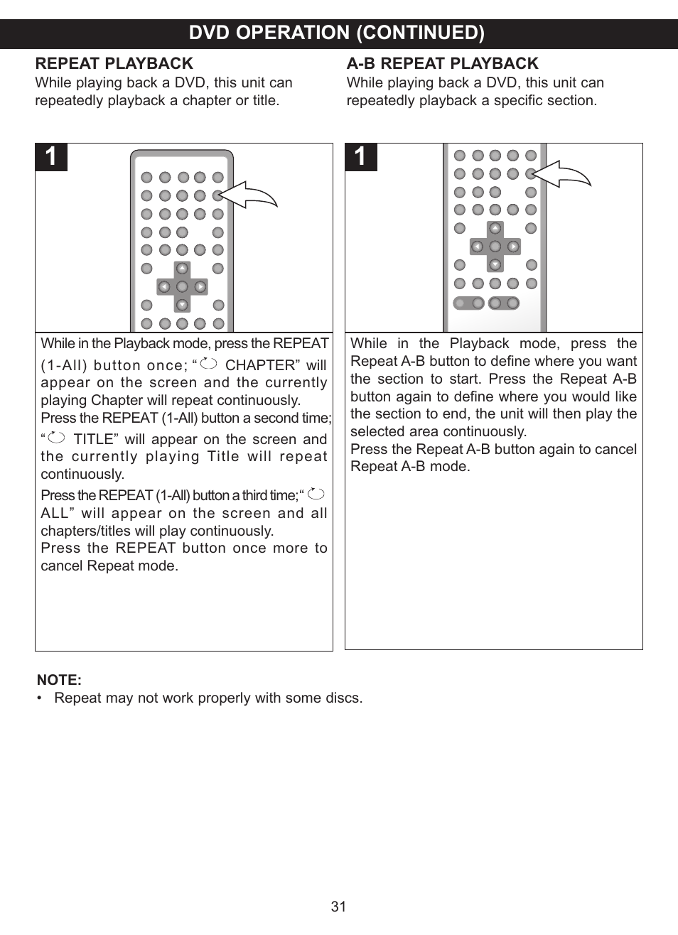 Dvd operation (continued) | Memorex MVDP1101 User Manual | Page 32 / 44