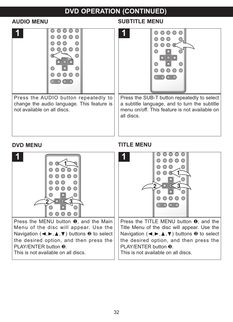 Dvd operation (continued) | Memorex MVDP1101 User Manual | Page 33 / 44