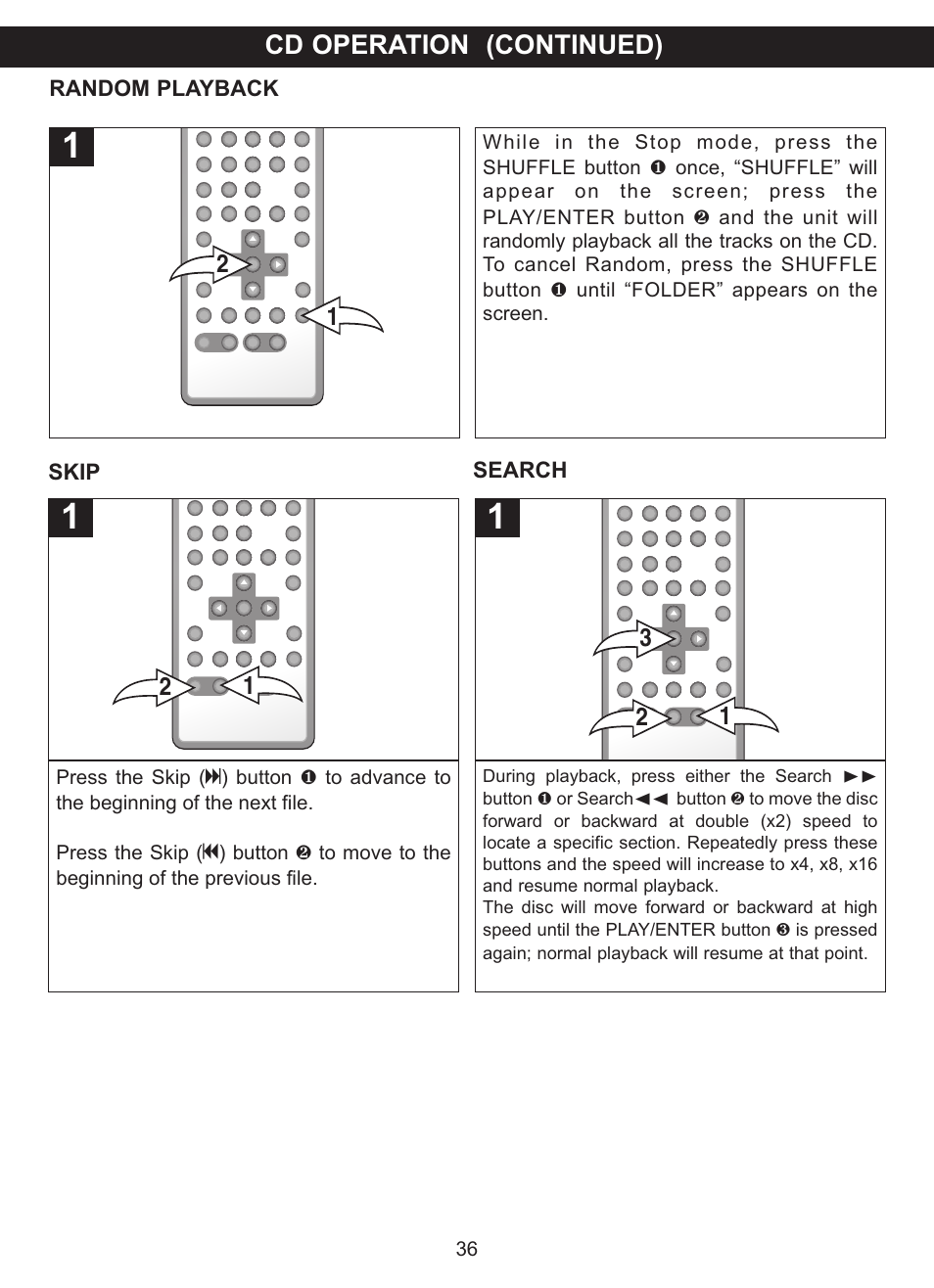 Cd operation (continued) | Memorex MVDP1101 User Manual | Page 37 / 44