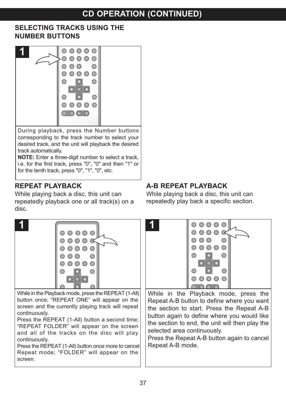 Cd operation (continued) | Memorex MVDP1101 User Manual | Page 38 / 44