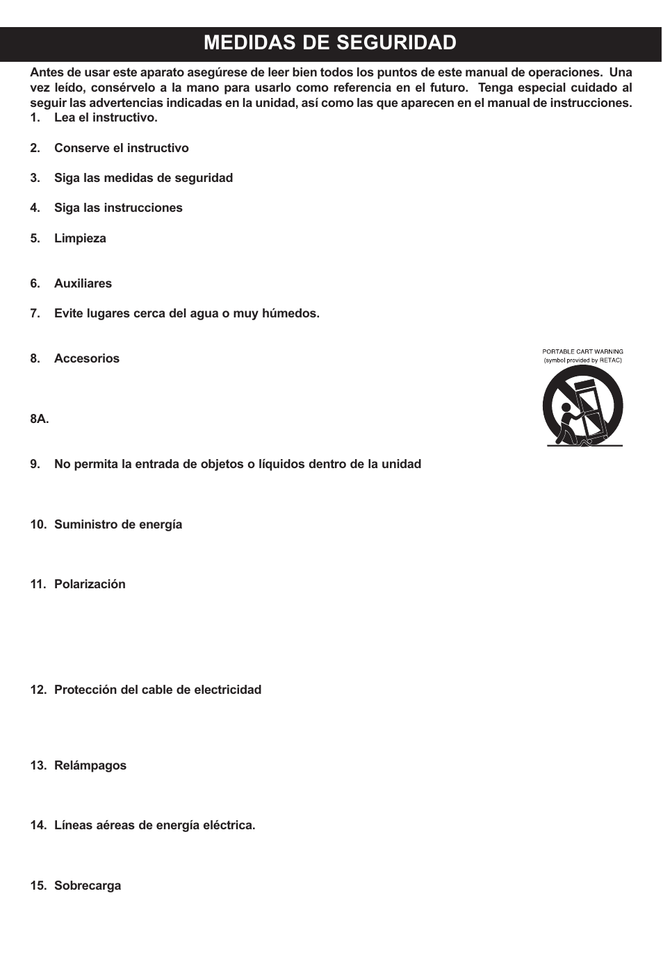 Medidas de seguridad | Memorex MP4047 User Manual | Page 25 / 42