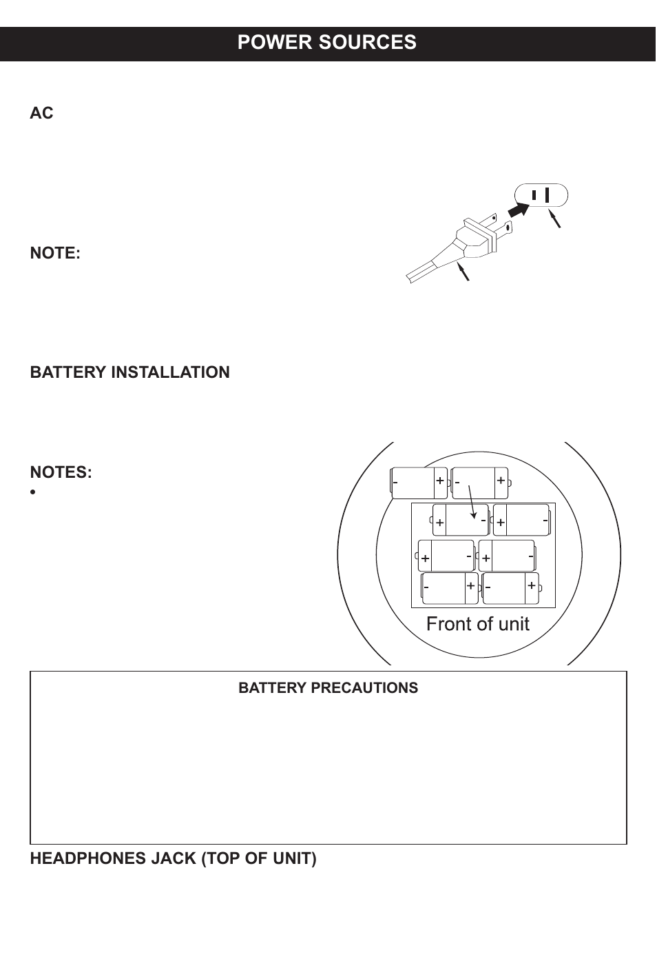 Power sources | Memorex MP4047 User Manual | Page 8 / 42