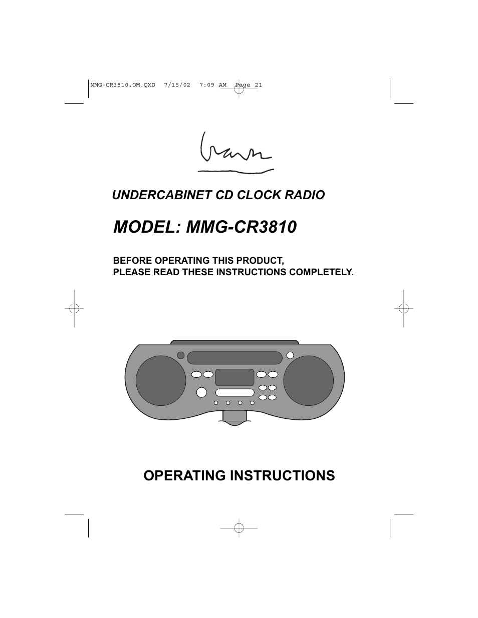 Memorex MMG-CR3810 User Manual | 21 pages