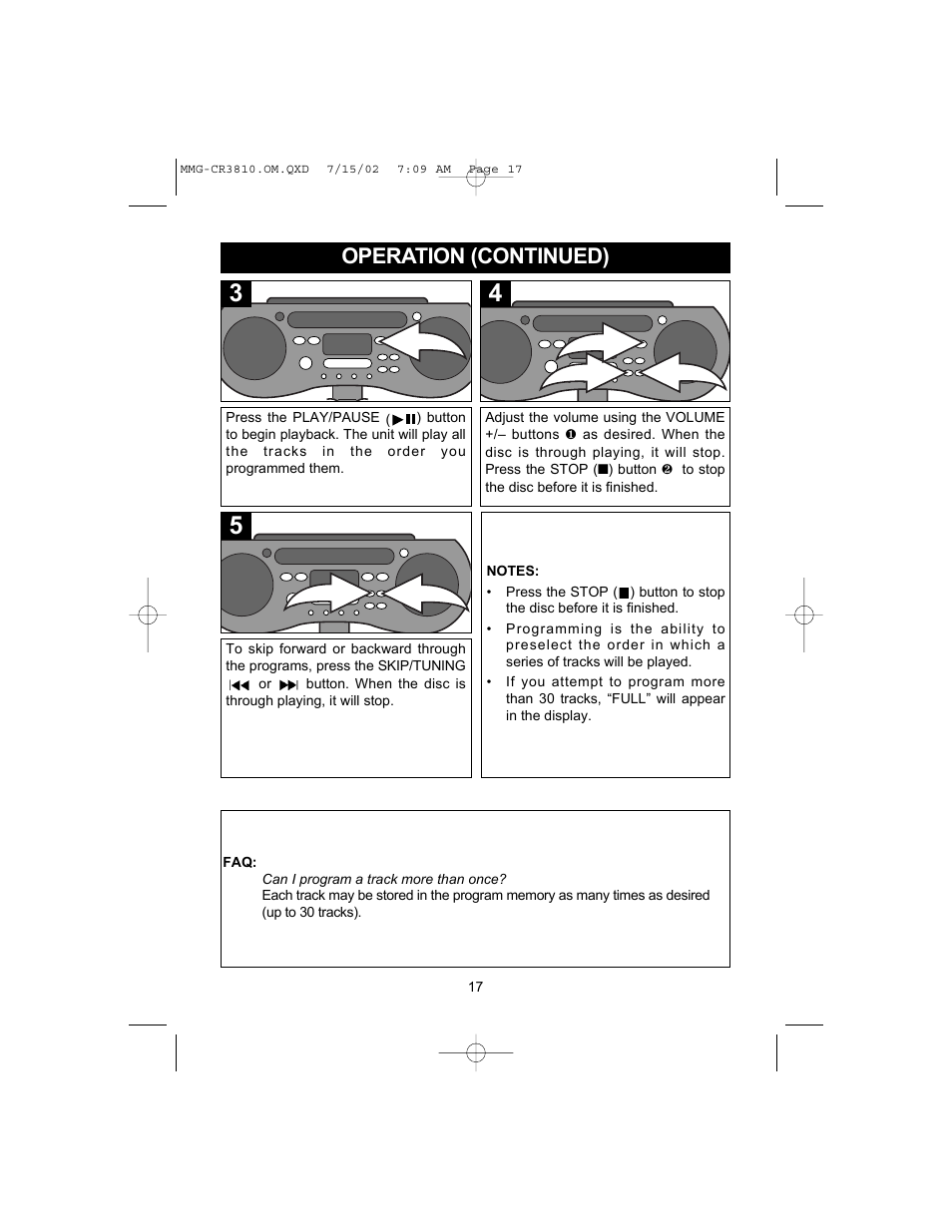 Operation (continued) | Memorex MMG-CR3810 User Manual | Page 18 / 21