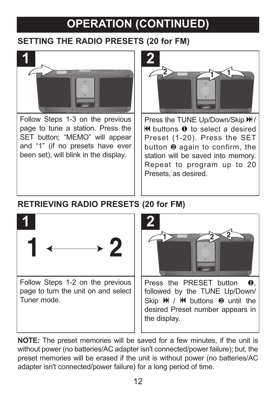 Operation (continued) | Memorex iTrek Mi3001 User Manual | Page 13 / 36