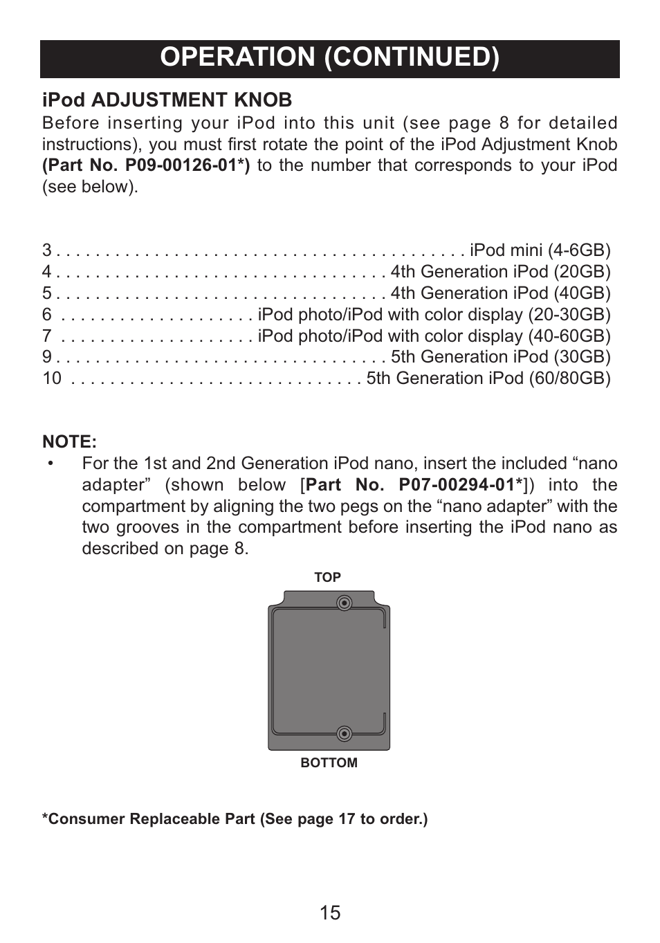 Operation (continued) | Memorex iTrek Mi3001 User Manual | Page 16 / 36