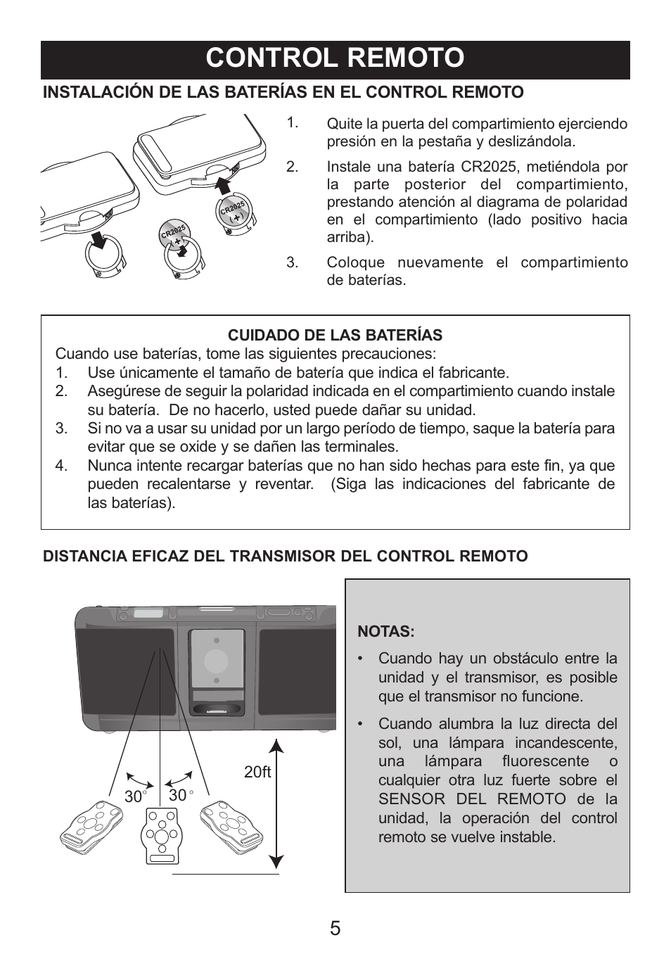 Control remoto | Memorex iTrek Mi3001 User Manual | Page 23 / 36