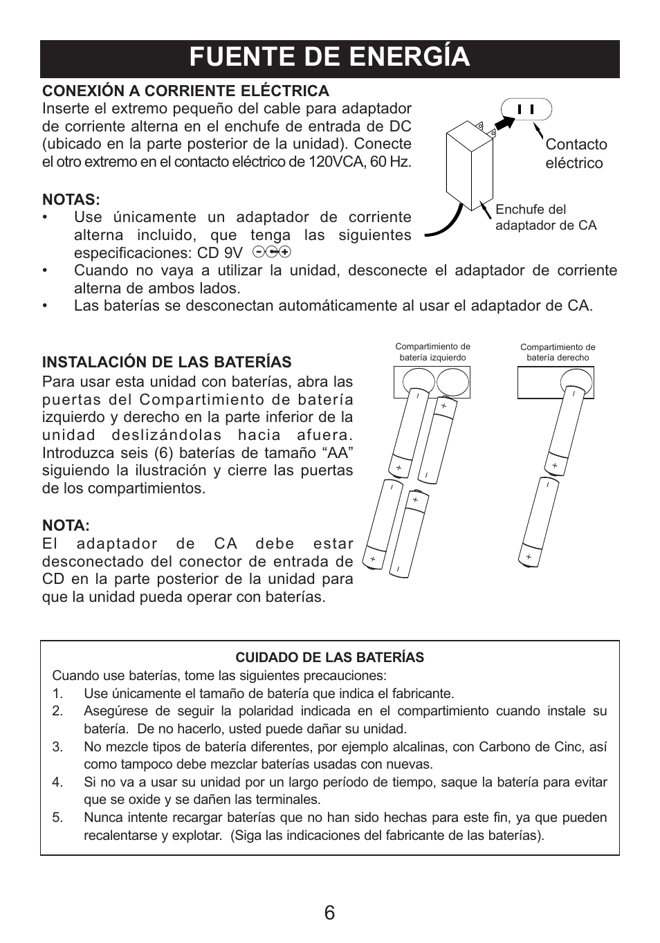 Fuente de energía | Memorex iTrek Mi3001 User Manual | Page 24 / 36