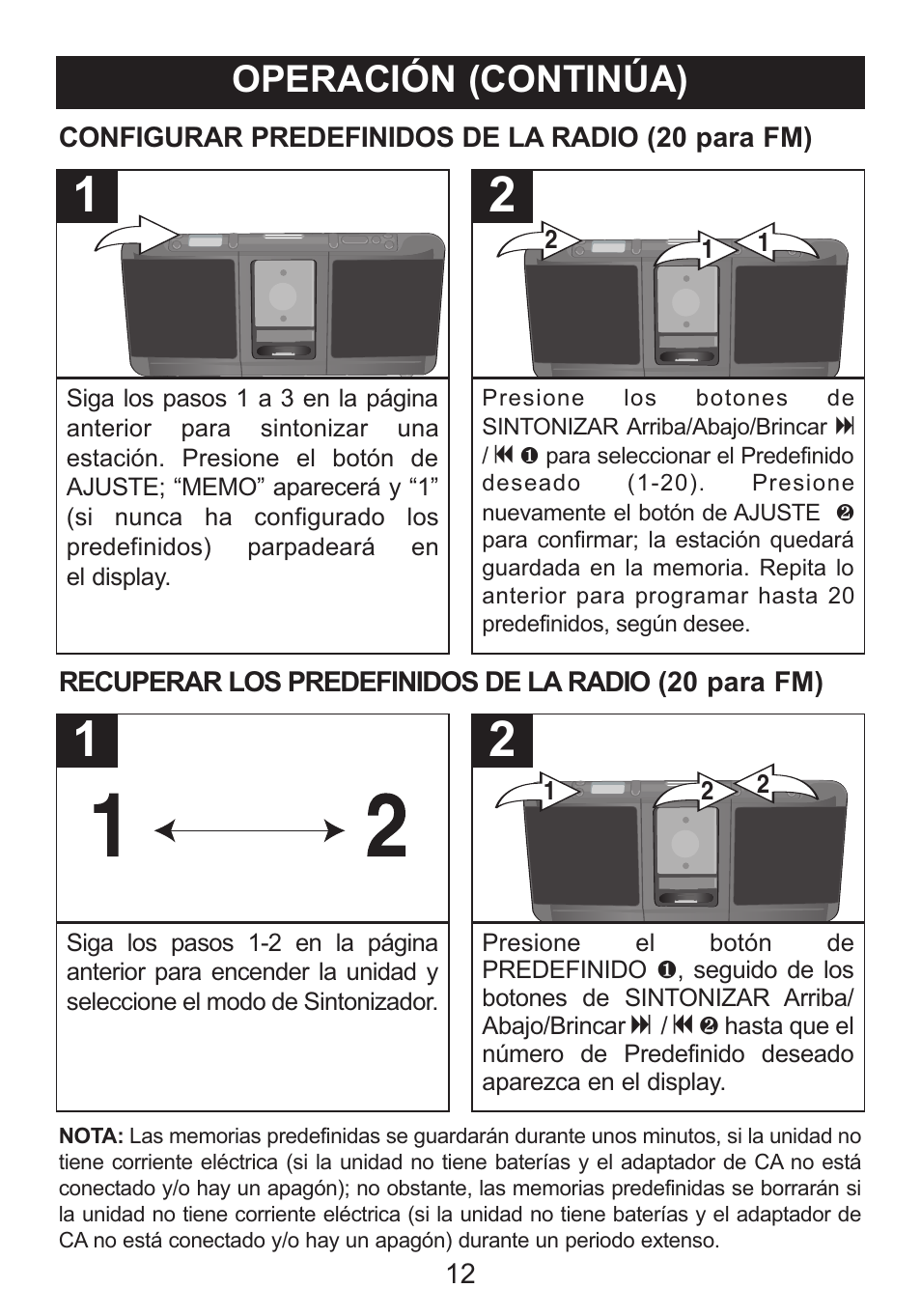 Operación (continúa) | Memorex iTrek Mi3001 User Manual | Page 30 / 36