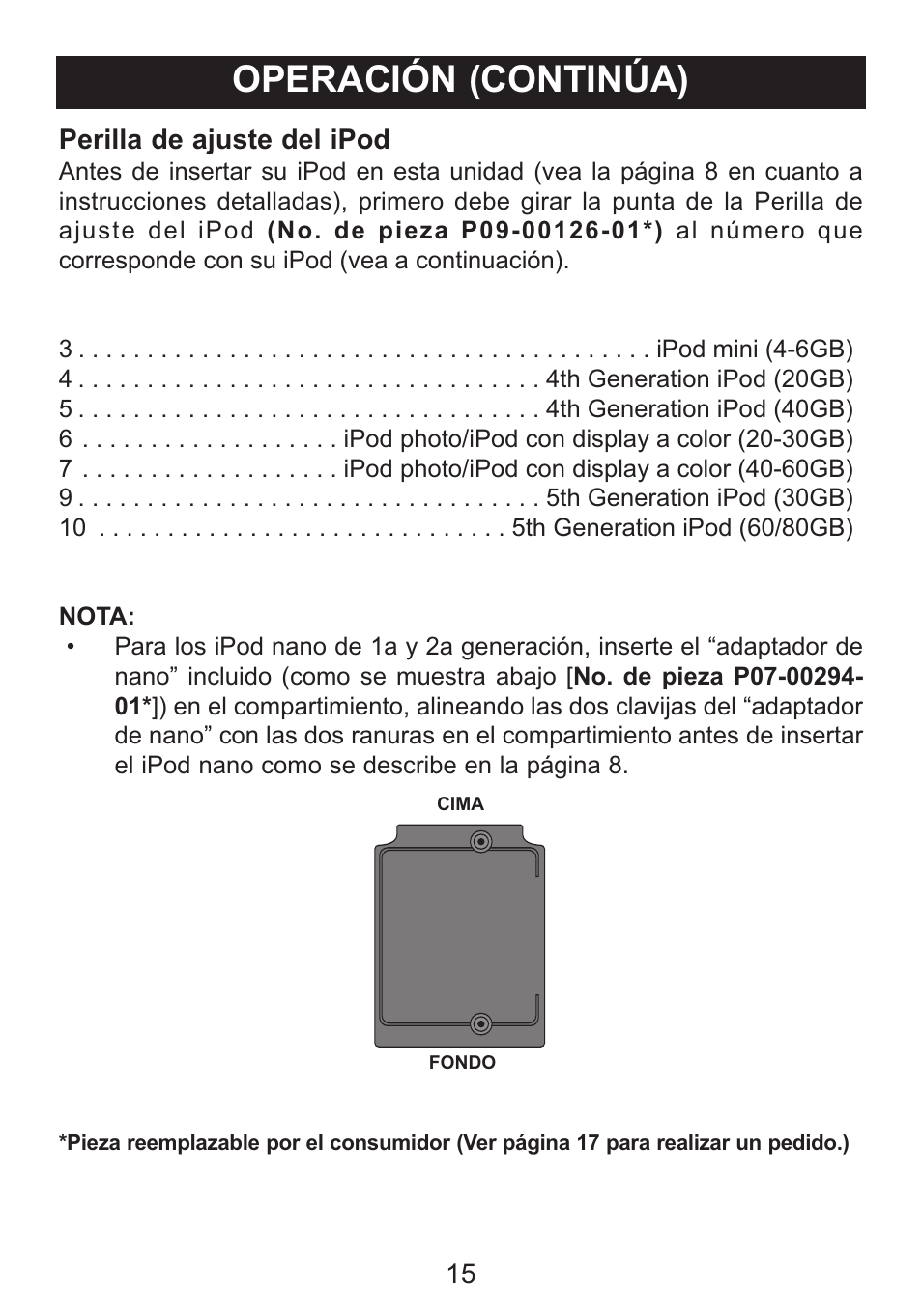 Operación (continúa) | Memorex iTrek Mi3001 User Manual | Page 33 / 36