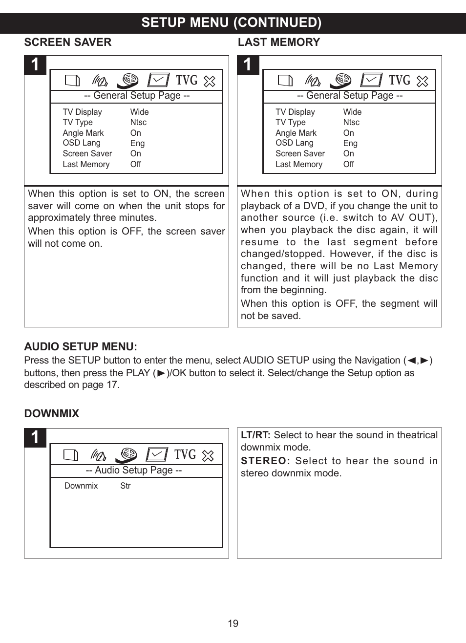 Setup menu (continued) | Memorex MVDP1102 User Manual | Page 20 / 94