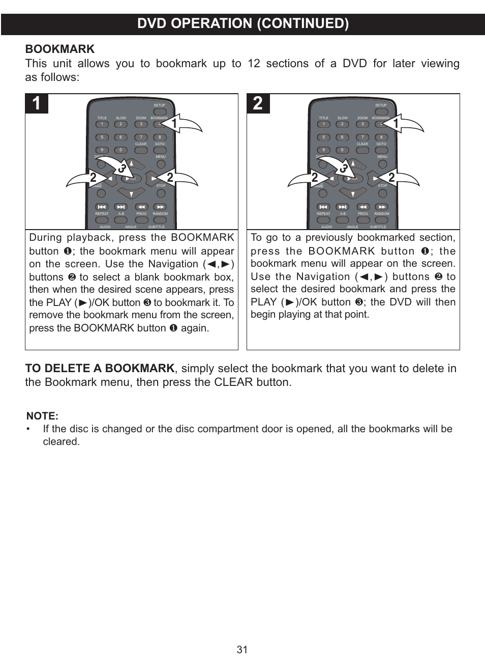 Dvd operation (continued) | Memorex MVDP1102 User Manual | Page 32 / 94