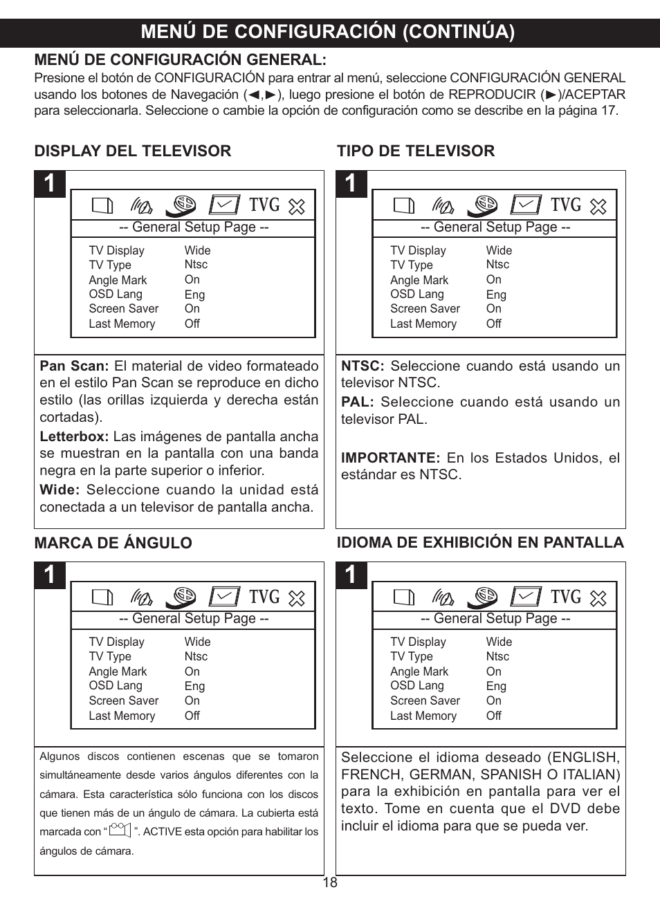 Menú de configuración (continúa) | Memorex MVDP1102 User Manual | Page 65 / 94