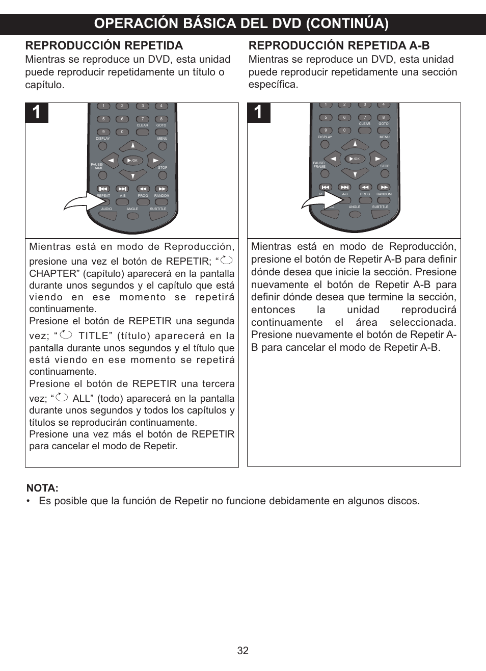 Operación básica del dvd (continúa), Reproducción repetida, Reproducción repetida a-b | Memorex MVDP1102 User Manual | Page 79 / 94