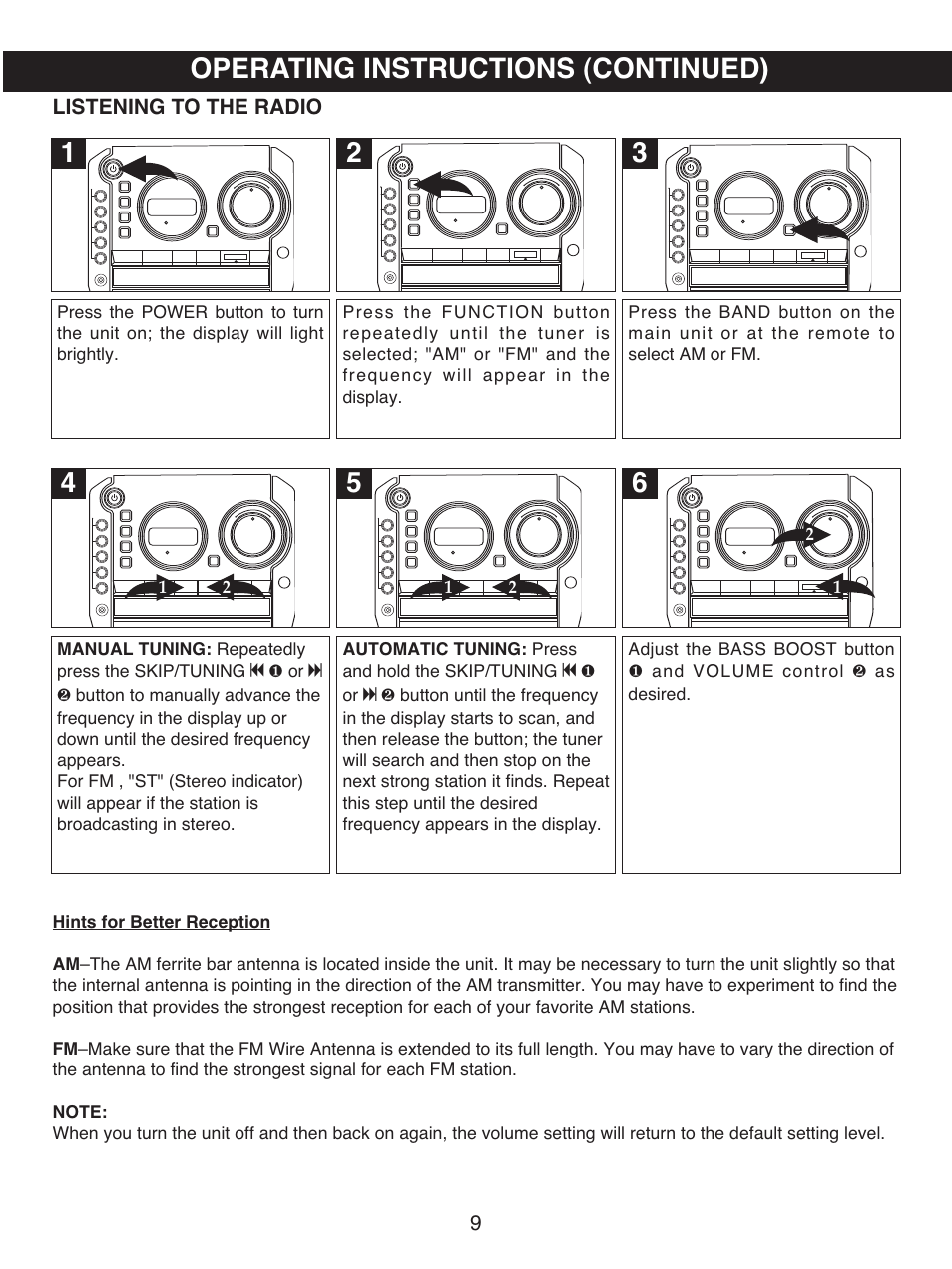 Operating instructions (continued) | Memorex MX4501 User Manual | Page 10 / 20