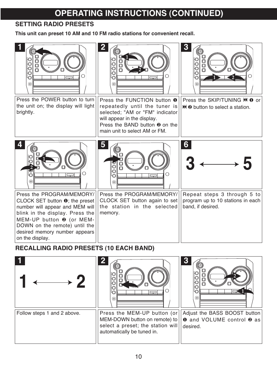 Operating instructions (continued) | Memorex MX4501 User Manual | Page 11 / 20